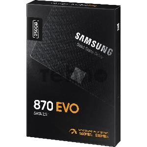 Накопитель SSD  SAMSUNG 250GB 870 EVO, V-NAND 3-bit MLC, MGX, 2.5 SATA 6Gb/s, R560/W530, IOPs 98000/88000