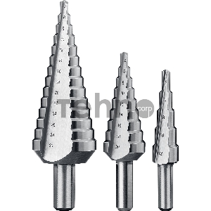 Набор ступенчатых сверл Зубр 29670-4-30-H3_z01 d=4-12мм, 5 ступ. d=4-20мм 9 ступ., d=4-30мм 14ступ.