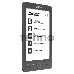 Электронная книга Digma K2 6 E-ink HD Pearl 758x1024 600MHz/4Gb/microSDHC/подсветка дисплея темно-серый