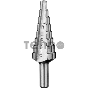 Сверло ступенчатое Зубр 29670-6-20-8_z01 d=6-20мм, 8ступ. d=6-8-10-12-14-16-18-20, L-75мм, 3-х гран