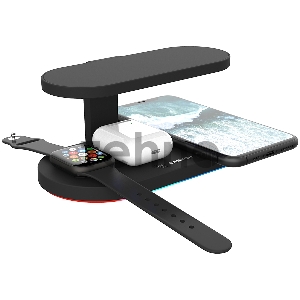 Беспроводное зарядное устройство CANYON WS-501 5in1 Wireless charger, with UV sterilizer, with touch button for Running water light, Input QC36W or PD30W, Output 15W/10W/7.5W/5W, USB-A 10W(max), Type c to USB-A cable length 1.2m, 188*90*81mm, 0.249Kg, Bla