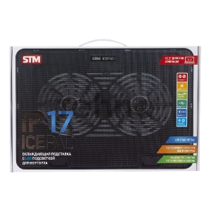 Подставка для ноутбука STM IP17 STM Laptop Cooling IP17 Black (17,3, 2x(125x125), 2x2 LED backlight, Black plastic+metal mesh, 3 types height adjustable )
