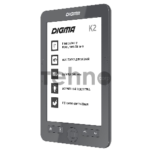 Электронная книга Digma K2 6 E-ink HD Pearl 758x1024 600MHz/4Gb/microSDHC/подсветка дисплея темно-серый