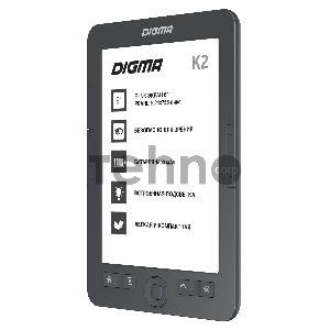 Электронная книга Digma K2 6 E-ink HD Pearl 758x1024 600MHz/4Gb/microSDHC/подсветка дисплея темно-серый