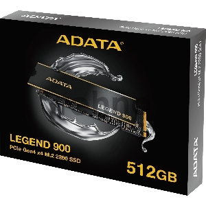 Твердотельный накопитель ADATA SSD LEGEND 900, 512GB, M.2(22x80mm), NVMe 1.4, PCIe 4.0 x4, 3D NAND, R/W 6200/2300MB/s, IOPs н.д./н.д., TBW 130, DWPD 0.14, with Heat Sink (5 лет)