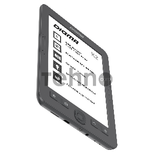 Электронная книга Digma K2 6 E-ink HD Pearl 758x1024 600MHz/4Gb/microSDHC/подсветка дисплея темно-серый