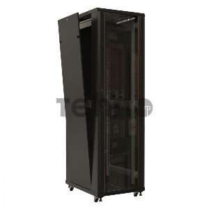 Шкаф телекоммуникационный напольный Hyperline TTB, IP20, 18U, 988х600х600 мм (ВхШхГ), дверь: стекло, боковая панель: сплошная, разборный, цвет: чёрный