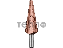 Сверло ступенчатое Зубр КОБАЛЬТ 29672-6-20-8_z01 d=6-20мм, 8ст. d=6-20, L-75мм, трехгран.хв.8мм  по