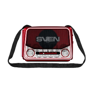 Радиоприемник АС SVEN SRP-525, красный (3 Вт, FM/AM/SW, USB, microSD, фонарь, встроенный аккумулятор)