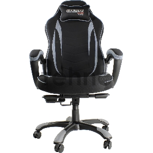Игровое кресло Chairman game 28  чёрное/серое (ткань, пластик, газпатрон 3 кл, ролики, механизм качания)