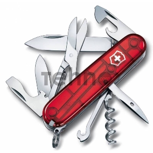 Нож перочинный Victorinox Climber (1.3703.T) 91мм 14функций красный полупрозначный карт.коробка Нож перочинный Victorinox Climber (1.3703.T) 91мм 14функций красный полупрозначный карт.коробка