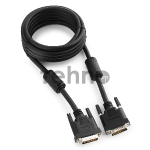 Кабель Кабель DVI-D dual link Gembird/Cablexpert , 25M/25M, 3.0м, черный, экран, феррит.кольца, пакет (CC-DVI2-BK-10)