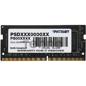 Модуль памяти SO-DIMM DDR 4 DIMM 4Gb PC21300, 2666Mhz, PATRIOT Signature (PSD44G266681S) (retail)