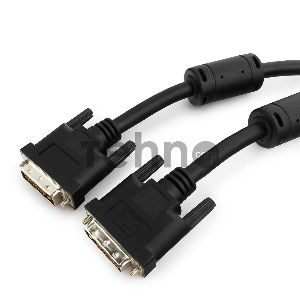 Кабель Кабель DVI-D dual link Gembird/Cablexpert , 25M/25M, 3.0м, черный, экран, феррит.кольца, пакет (CC-DVI2-BK-10)