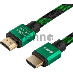 Greenconnect Кабель 0.5m HDMI версия 2.0, HDR 4:2:2, Ultra HD, 4K 60 fps 60Hz/5K*30Hz, 3D, AUDIO, 18.0 Гбит/с, 28/28 AWG, OD7.3mm, тройной экран, BICOLOR нейлон, AL корпус зеленый, GCR-51484 Greenconnect Кабель 0.5m HDMI версия 2.0, HDR 4:2:2, Ultra HD, 4