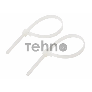 Хомут-стяжка нейлоновая многоразовая REXANT 200x7,5 мм, белая, упаковка 100 шт.