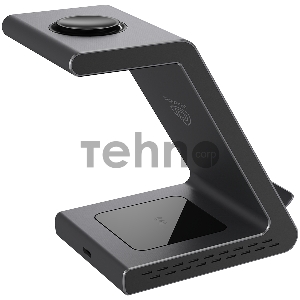 Зарядное устройство Prestigio ReVolt A8, 3-in-1 wireless charging station for iPhone, Apple Watch, AirPods, wilreless output for phone 7.5W/10W, wireless output for AirPods 5W, wireless output for Apple Watch 2.5W, material: aluminum+tempered glass, space