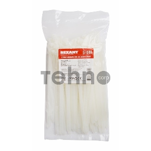 Хомут-стяжка нейлоновая многоразовая REXANT 200x7,5 мм, белая, упаковка 100 шт.