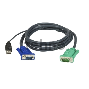 Кабель KVM ATEN 2L-5205U USB(тип А Male)+HDB15(Male) (-)  SPHD15(Male) 5,0м., черный.