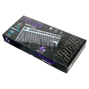 Клавиатура беспр. механ. Gembird KBW-G540L, BT 5.0/2,4 ГГц/USB, мет, переключатели Outemu Blue, 87 клавиши, белая подсветка