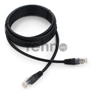 Патч-корд UTP Cablexpert PP12-3M/BK 5e, 3м, литой, многожильный (чёрный)