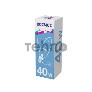 Лампа накаливания Свеча 40Вт E14 прозр. Космос LKsmSCnCL40E14v2