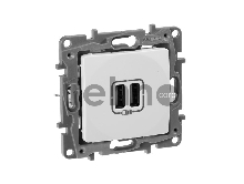 Зарядное устройство с двумя USB-разьемами 240В/5В 2400мА, Etika, белый Зарядное устройство с двумя USB-разьемами 240В/5В 2400мА, Etika, белый
