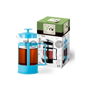 Френч-пресс TECO, TС-P1035-BU (голубой) 0,35 л. из пластика и стекла цветной