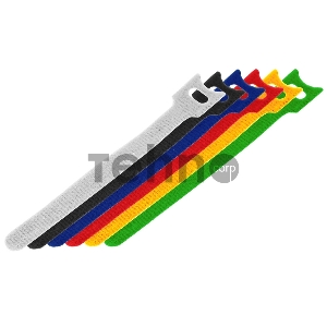 Набор хомутов-стяжек многоразовых на липучке REXANT 310х16 мм, цветная, упаковка 12 шт.