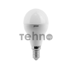 Лампа светодиодная 6.5Вт шар 3000К тепл. бел. E14 520лм 150-265В GAUSS 105101107