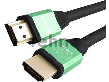 Кабель Greenconnect 1.2m HDMI  версия 2.0, HDR 4:2:2, Ultra HD, 4K 60 fps 60Hz/5K*30Hz, 3D, AUDIO, 18.0 Гбит/с, 28/28 AWG, OD7.3mm, тройной экран, черный, AL корпус зеленый (GCR-50961)