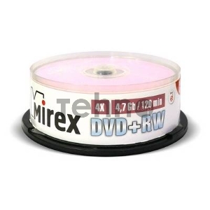 Диск DVD+RW Mirex 4.7 Gb, 4x, Cake Box (25), (25/300)