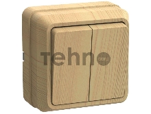 Выключатель 2-кл. ОП ОКТАВА 10А IP20 откр. уст. сосна ИЭК EVO20-K03-10-DC