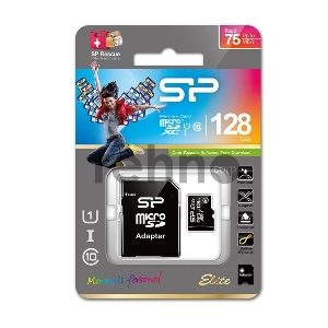 Флеш карта Silicon Power 128Gb microSDHC Class10 Elite UHS-I, R/W 75/15 MB/s (с адаптером)