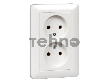 Розетка WESSEN RS16-235-B  ХИТ белый 2-ая б/з 10А скрытый монтаж