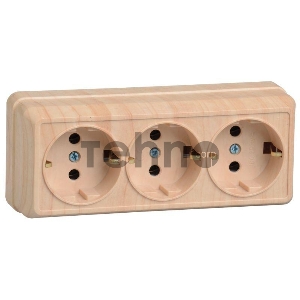 Розетка 3-м ОП Октава 16А РС23-3-ОС с заземл. сосна ИЭК ERO31-K03-16-DC