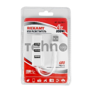 Разветвитель USB на 4 порта белый REXANT