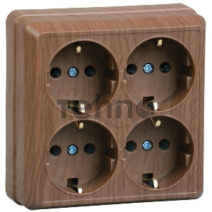 Розетка Iek ERO41-K04-16-DC РС24-3-ОД Розетка 4местн. с з/к 16А откр.уст. ОКТАВА (дуб)
