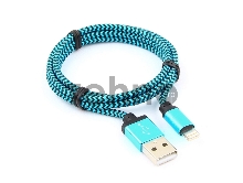 Кабель USB 2.0 Cablexpert CC-ApUSB2bl1m, AM/Lightning 8P, 1м, нейлоновая оплетка, алюминиевые разъемы, синий, пакет