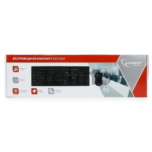 Комплект клавиатура+мышь беспроводные Gembird KBS-8002, 2.4ГГц, черный, 104 клавиши+2 кнопки+колесо кнопка, 1000DPI, батарейки в комплекте