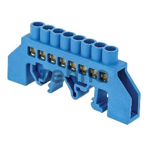 Шина нулевая N 6х9 8 отвер. латунь син. нейлоновый корпус комбинированный PROxima EKF sn0-63-08-dn