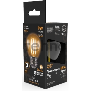 Лампа филам. Gauss 9Вт цок.:E27 шар 220B 2700K св.свеч.бел.теп. G45 (упак.:10шт) (105802109)