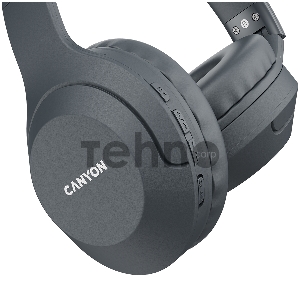 Гарнитура CANYON BTHS-3, Canyon Bluetooth headset,with microphone, BT V5.1 JL6956, battery 300mAh, Type-C charging plug, PU material, size:168*190*78mm, charging cable 30cm and audio cable 100cm, Dark grey