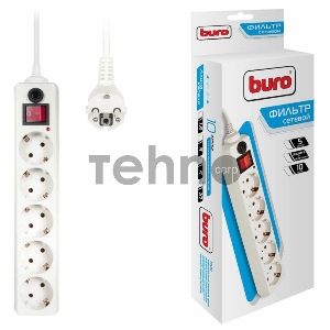Сетевой фильтр Buro 500SH-10-W 10м (5 розеток) белый (коробка)