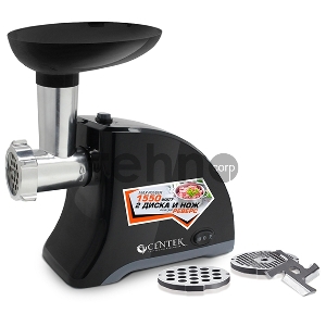 Мясорубка Centek CT-1609 BLACK, 1550Вт, реверс, 2 диска, стальной нож и узлы, красный
