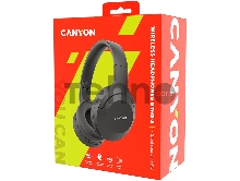 Гарнитура CANYON BTHS-3, Canyon Bluetooth headset,with microphone, BT V5.1 JL6956, battery 300mAh, Type-C charging plug, PU material, size:168*190*78mm, charging cable 30cm and audio cable 100cm, Dark grey