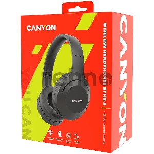 Гарнитура CANYON BTHS-3, Canyon Bluetooth headset,with microphone, BT V5.1 JL6956, battery 300mAh, Type-C charging plug, PU material, size:168*190*78mm, charging cable 30cm and audio cable 100cm, Dark grey