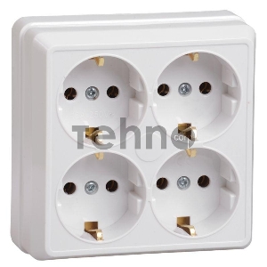 Розетка Iek ERO41-K01-16-DC РС24-3-ОБ 4местн. с з/к 16А откр.уст. ОКТАВА (белый)