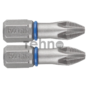 Бита ЗУБР ЭКСПЕРТ 26013-2-25-2  торсион кованая обточ.CrMo C 1/4'' PZ2 25мм 2шт