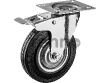 Колесо поворотное c тормозом d=125 мм, г/п 100 кг, резина/металл, игольчатый подшипник, ЗУБР Профессионал